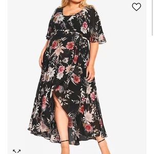 NWT City Chic CITY CHIC Sweet Botanical Sheer Chiffon Wrap Maxi Dress Size 18